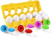 Dnvkict Matching Eggs 12 Pcs Set Color & Shape Recoginition Sorter Puzzle for...