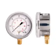 2-1/2" SS Low Pressure Gauge Dual Scale, 1/4" NPT, Lower Mount, 0-5PSI