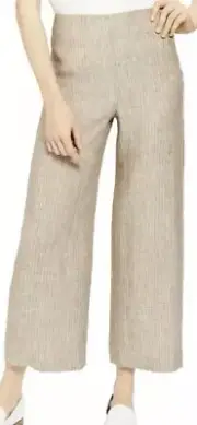 NWT Theory Clean Crop Pant Beige Linen Business Wide Leg Pants Women’s Size 2