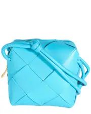 Bottega Veneta Blue Leather Mini Cassette Camera Bag (Authentic Pre-Loved)