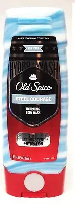 1 Old Spice Hardest STEEL COURAGE 2 IN 1 Body Wash Shower Gel Men, 16 Oz.