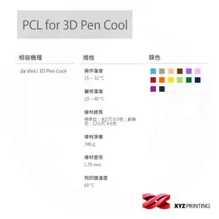 【XYZprinting】3D列印筆專用PCL線材 da Vinci 3D Pen Cool_6色1組