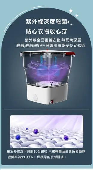 【Smart bearing 智慧魔力】大容量小型折疊紫光殺菌洗衣機(小身材大容量) (3.8折)