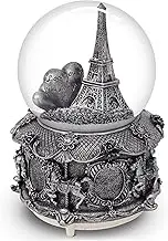 Paris Snow Globe with Colour Changing LED Lights, Eiffel Tower Musical Snow Globe with Merry-Go-Round Base, 15cm Tall Souvenirs Collection