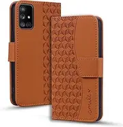 YBFJCE Wallet Case for Samsung Galaxy A51 4G, Premium PU Leather Magnetic Flip Folio Kickstand Protective Cover Compatible with Samsung Galaxy A51 4G, Brown