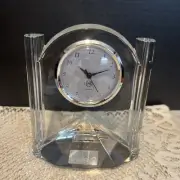 Lenox Crystal Clear Ovations - Mantel Shelf Desk Clock - signed & sticker