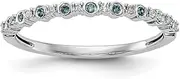 [Diamond2Deal] Women's 14k White Gold Blue & White Diamond Wedding Band Ring 0.105 cttw