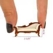 1:48 1/4" quarter scale chaise lounge sofa WHITE quality walnut dollhouse mini