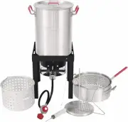 Creole Feast TFP1030 30 Qt. Turkey Fryer and 10 Fish Silver & Black
