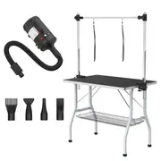 Advwin Pet Grooming Table 2 Loops + Pet Hair Dryer Black Pet Salon Table