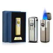 2PACK Cigar Lighter Torch Lighters Butane Quadruple Jet Flame Refillable Lighter