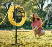Heavy-Duty Garden Hose Holder with Storage Basket,80+lb Capacity,Rust-Proof S...