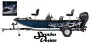 Blue Grunge Shining Barracuda Large Fish Bass Boat Decal Wrap USA Vinyl