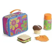 AMERICAN GIRL JULIE'S SCHOOL LUNCHBOX SET~SANDWICH~CHIPS~CUPCAKE~INSULATED BOTTL