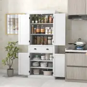 Costway183.5 cm Kitchen Pantry Storage Cabinet with 4 Doors and Large Drawer-White