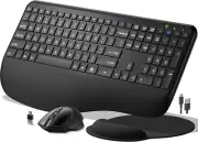 Ergonomic Wireless Keyboard and Mouse, 2.4G Rechargeable Full Size Keyboard Mous