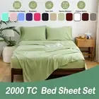 Soft 2000TC Bed Fitted Flat Bed Sheet Set Single/Double/Queen/King/KS Size