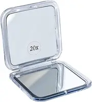 MIRRORVANA Small Compact 20X Magnifying Mirror for Travel - Handheld, Foldable & Very Lightweight - Mini Pocket-Sized Magnified Mirror for Purse - Square 8cm x 8cm