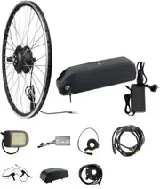 TDR Electric Bike Conversion Kit 350W 36V Front Hub Motor 20 Inch Wheel 10AH Downtube Battery Charger LCD Display Thumb Throttle PAS Sensor Controller E Brake Lever Rim Disc Brake V Brake