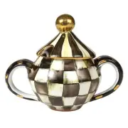 Mackenzie Childs Courtly Check Ceramic Sugar Dish # 11542-040, New