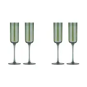2x 2pc Tempa Verity Champagne Crystal Glass Home/Barware Set Modern Design Fern