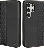[CXTcase] Case for Samsung Galaxy S23 Ultra,Shockproof PU Leather Flip Folio Cover with Card Slots,Magnetic Wallet Case for Samsung Galaxy S23 Ultra,Black
