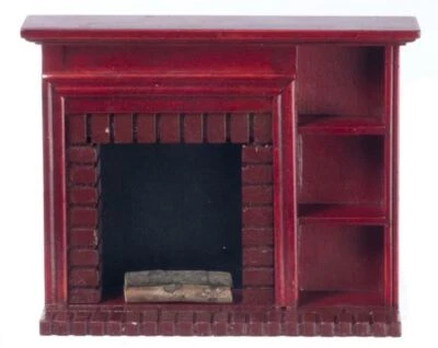 Dolls House Mahogany Fireplace with Display Shelves Miniature 1:12 Furniture