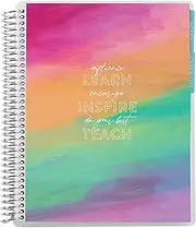 Erin Condren 7x9 Teacher Record Book, Keep Track of To-Do Lists, Exam Schedules, Attendance & More! 160 Pages Total. 80 LB. Thick Paper, Platinum Coiled, Learn, Teach and Inspire Cover