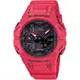 CASIO 卡西歐 G-SHOCK 藍牙連線 碳纖維核心防護雙顯手錶-火焰紅 GA-B001-4A