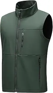 [Generic] Mens Canvas Softshell Vest Outerwear Zip Up Lined Windproof Sleeveless Jacket For Hiking Clothes Coat Men