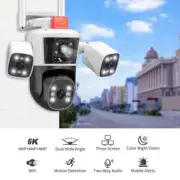 6K12MP IP Camera WiFi Three Screens Outdoor PTZ Home Auto Tracking Surveillance