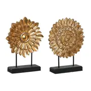 Decorative Figure Dkd Home Decor 25 x 8 x 34 Cm Black Golden Modern Circles 2 Units
