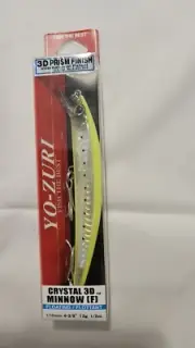 Yo-Zuri Fishing Lure F1146GHCS Crystal 3D Minnow 4 3/8" 1/2 oz Chartreuse Silver