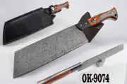 12.4" KMA CUSTOM FORGE DAMASCUS STEEL FULL TANG CLEVER CHEF KNIFE OK-9074