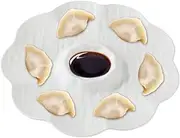 Flower Shaped Dipping Bowl,Reusable Seasoning Tray Sauce Bowl - Dumpling Plates with Sauce Compartment for Home, Wedding, Family Gathering