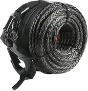 Synthetic Winch Rope, 3/8 Inch X 100 Feet 26,500 Lbs Synthetic Winch Line Cable Rope with Protective Sleeve + Forged Winch Hook