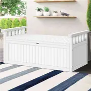ALFORDSON Outdoor Storage Box Wooden Garden Bench Chest Tool Sheds White XL