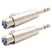 2 Pcs XLR 3-Pin Female to 6.35mm 1/4" Stereo Male Mic Microphone Audio Adapter