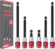Drill Bit Extension Magnetic Drill Bit Holder 1/4 Hex Shank Quick Change Drill Extension Bit Holder for Impact Driver, Drill Bit Extender Work With All 1/4-Inch Hex Shank Drive Bits (6 Packs)