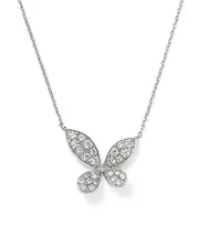 Diamond Pave Butterfly Pendant Necklace in 14K White Gold, 0.35 ct. t. w.