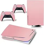 Skin Sticker for PS5 Disc Edition Console and Wireless Controllers, Full Protective Skin Set Vinyl Decal Cover Wrap for PS5 Disc Edition (Pink)