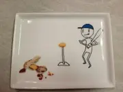 Crate & Barrel CB2 OLIVER BASEBALL APP 2012 Rectangle Appetizer Plate 6.5"
