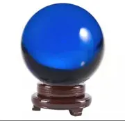 Giant 6 inch (150mm) Genuine Quartz Crystal Sphere (Sky Blue Color) & Wood Base