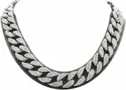 Charles Raymond Hip Hop Silver Tone Cuban Link Chain Choker Necklace - 18"