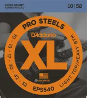 D'Addario EPS540 ProSteels Electric Guitar Strings, Light Top-Heavy Bottom, 10-52