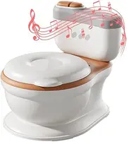 LAPOOH Kids Potty Training Toilet Seat Realistic Potty Training Seat for Toddlers Boys Girls with Soft PU Pad Wipe Storage Music Playing Function