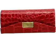 ICEBLUEOR Lipstick Case, Leather Lipstick Case Durable Waterproof Lipstick Holder Button Closure Lipstick Box with Mirror Cosmetic Storage Kit (Red)