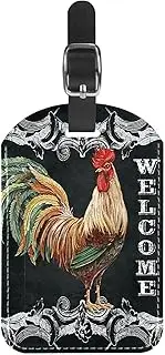 [WOSHJIUK] Luggage Tags,2 Pack Labels Suitcase Tags,Welcome Farm Rooster,Luggage Tags Privacy Protection Travel Bag Tag