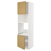 METOD hi cb f oven/micro w 2 drs/shelves, white/Voxtorp oak effect, 60x60x220 cm