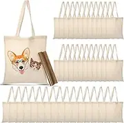 40 Pcs Canvas Tote Bags Bulk Sublimation Blank Canvas Bags Natural Cotton Tote Bags Reusable Grocery Bags Cloth Bags Large Shopping Bag and PTFE Sheet for Iron on Heat Transfer DIY Craft Gift, White,